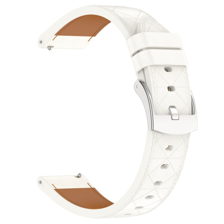 18mm Square Leather Silver Buckle Watch Band(White)