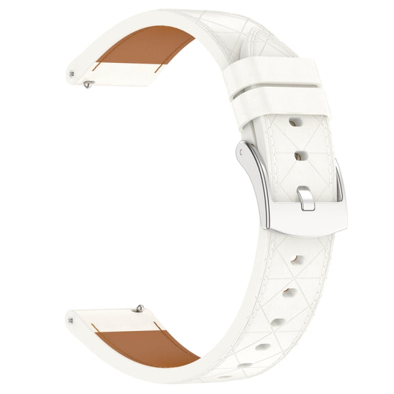 18mm Square Leather Silver Buckle Watch Band(White)