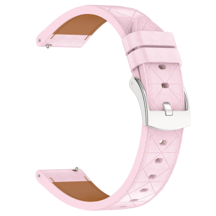 18mm Square Leather Silver Buckle Watch Band(Pink)