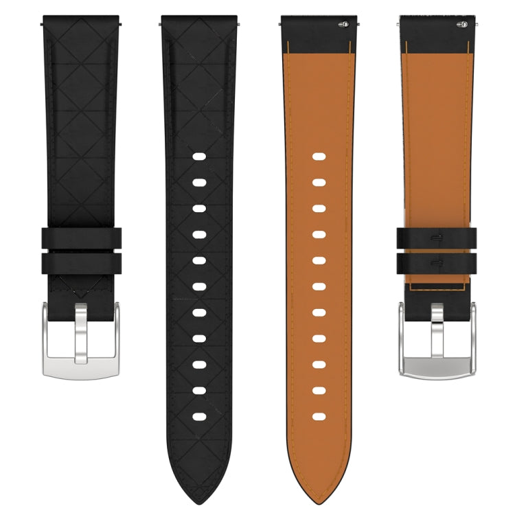 18mm Square Leather Silver Buckle Watch Band(Black)