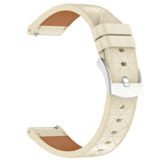 18mm Square Leather Silver Buckle Watch Band(Apricot)