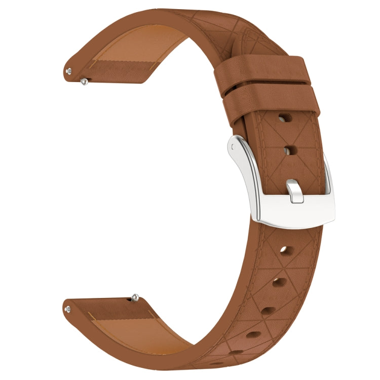 18mm Square Leather Silver Buckle Watch Band(Brown)