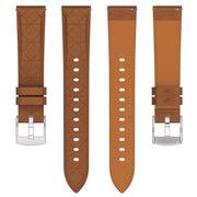 18mm Square Leather Silver Buckle Watch Band(Brown)