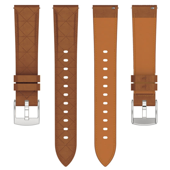 18mm Square Leather Silver Buckle Watch Band(Brown)