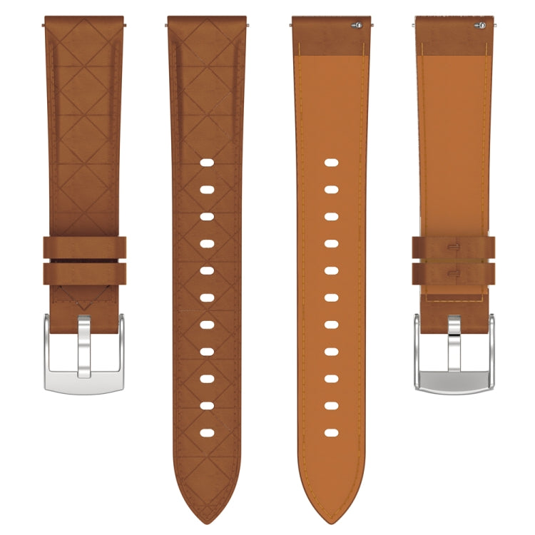 18mm Square Leather Silver Buckle Watch Band(Brown)