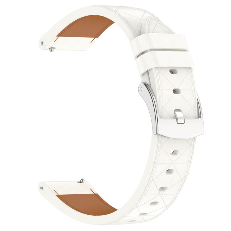 20mm Square Leather Silver Buckle Watch Band(White)
