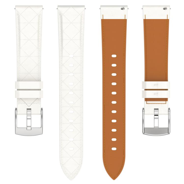20mm Square Leather Silver Buckle Watch Band(White)