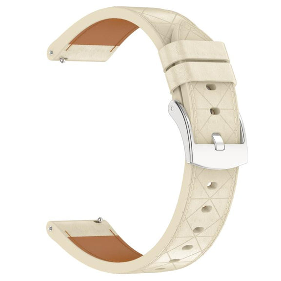 20mm Square Leather Silver Buckle Watch Band(Apricot)
