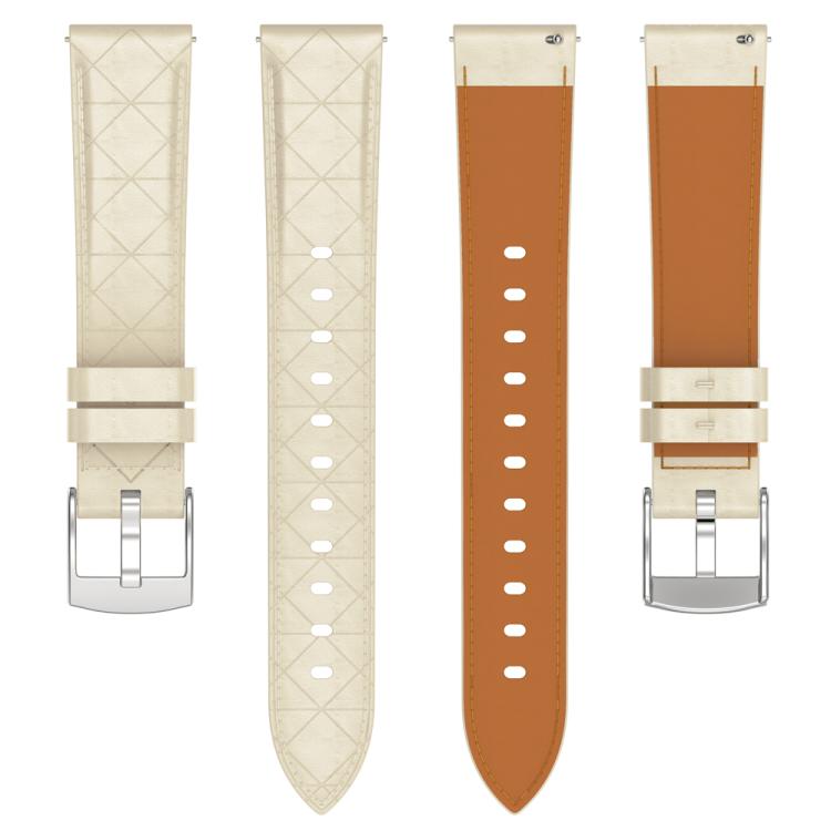 20mm Square Leather Silver Buckle Watch Band(Apricot)