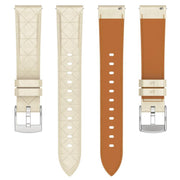 20mm Square Leather Silver Buckle Watch Band(Apricot)