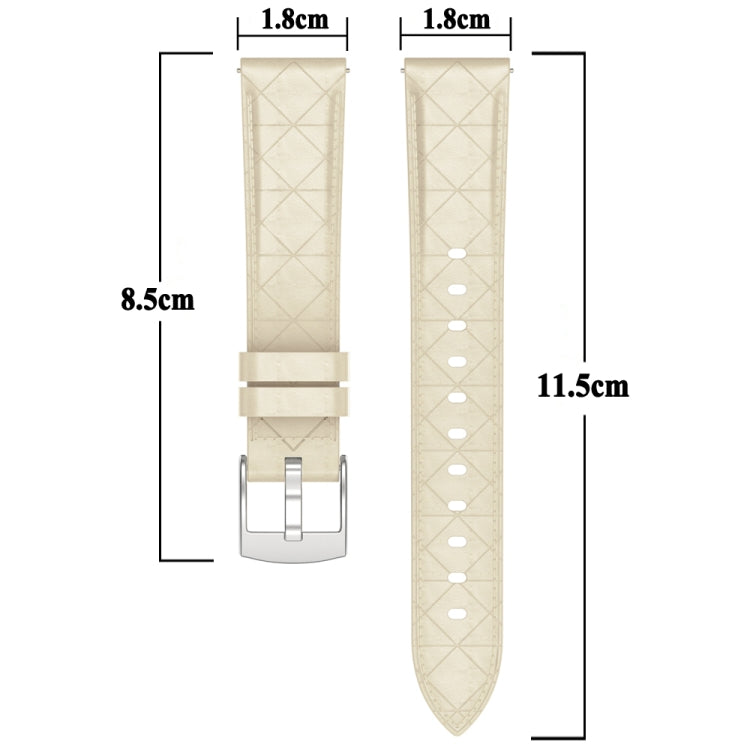 18mm Square Leather Silver Buckle Watch Band(White)