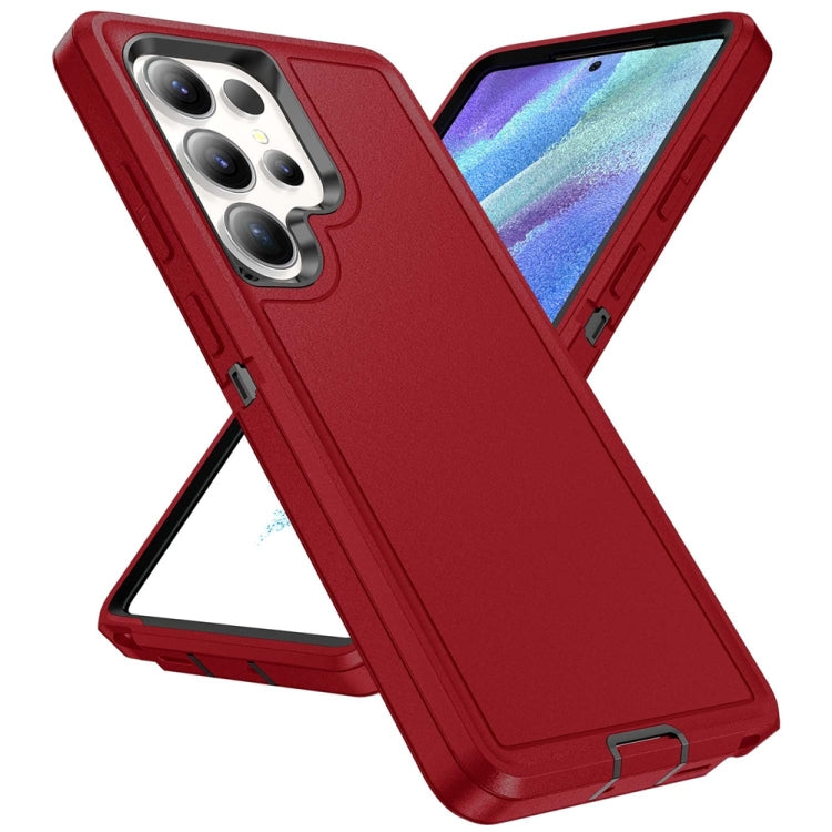 For Samsung Galaxy S25 Ultra 5G Life Water-resistant Rugged Phone Case(Red + Black)