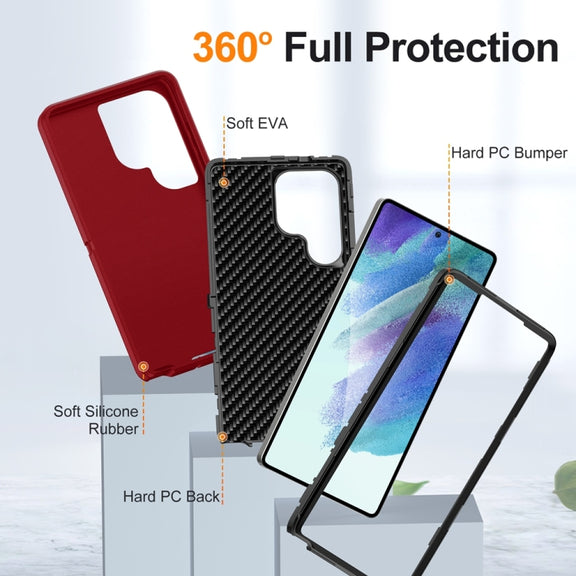 For Samsung Galaxy S25 Ultra 5G Life Water-resistant Rugged Phone Case(Red + Black)