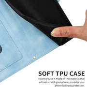 For iPhone 16e Floral Pattern Leather Phone Case with Lanyard(Light Blue)