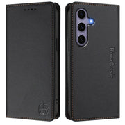 For Samsung Galaxy S24 / S25 5G RC01 Dual-Folded Magnetic Suction RFID Leather Phone Case(Black)