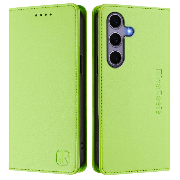 For Samsung Galaxy S24+ / S25+ 5G RC01 Dual-Folded Magnetic Suction RFID Leather Phone Case(Grass Green)
