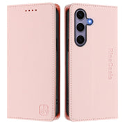 For Samsung Galaxy S24+ / S25+ 5G RC01 Dual-Folded Magnetic Suction RFID Leather Phone Case(Pink)