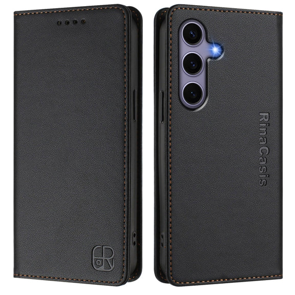 For Samsung Galaxy S24+ / S25+ 5G RC01 Dual-Folded Magnetic Suction RFID Leather Phone Case(Black)