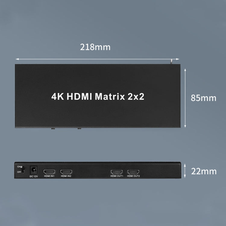 Measy MT4322 4K 30Hz 2 In 2 Out HDMI Matrix Switch Support Seamless Switching, AU Plug(Black)