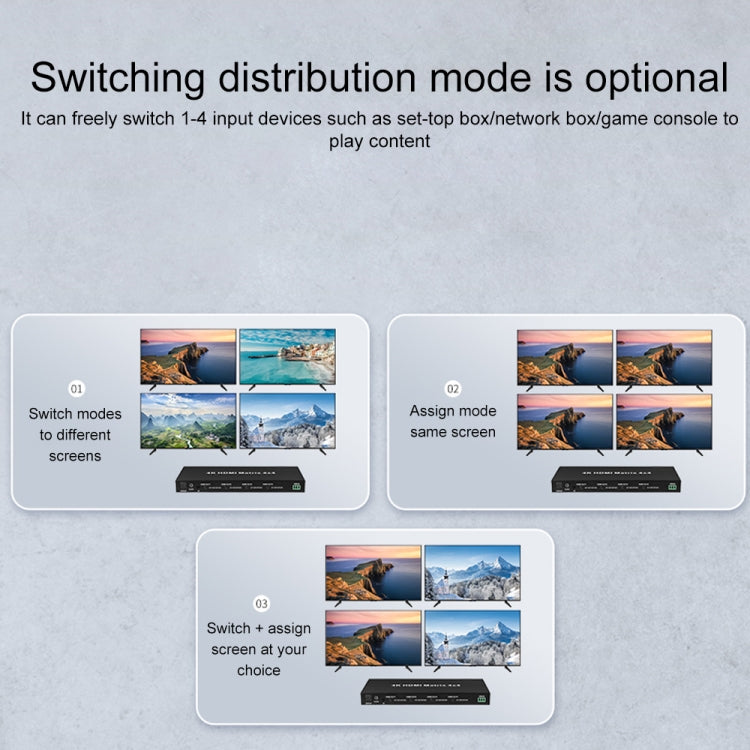 Measy MT4322 4K 30Hz 2 In 2 Out HDMI Matrix Switch Support Seamless Switching, EU Plug(Black)