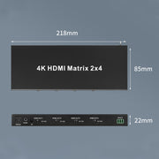 Measy MT4324 4K 30Hz 2 In 4 Out HDMI Matrix Switch Support Seamless Switching, EU Plug(Black)