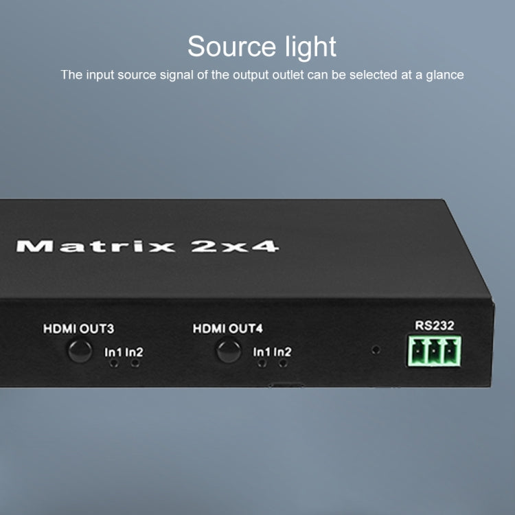 Measy MT4324 4K 30Hz 2 In 4 Out HDMI Matrix Switch Support Seamless Switching, AU Plug(Black)