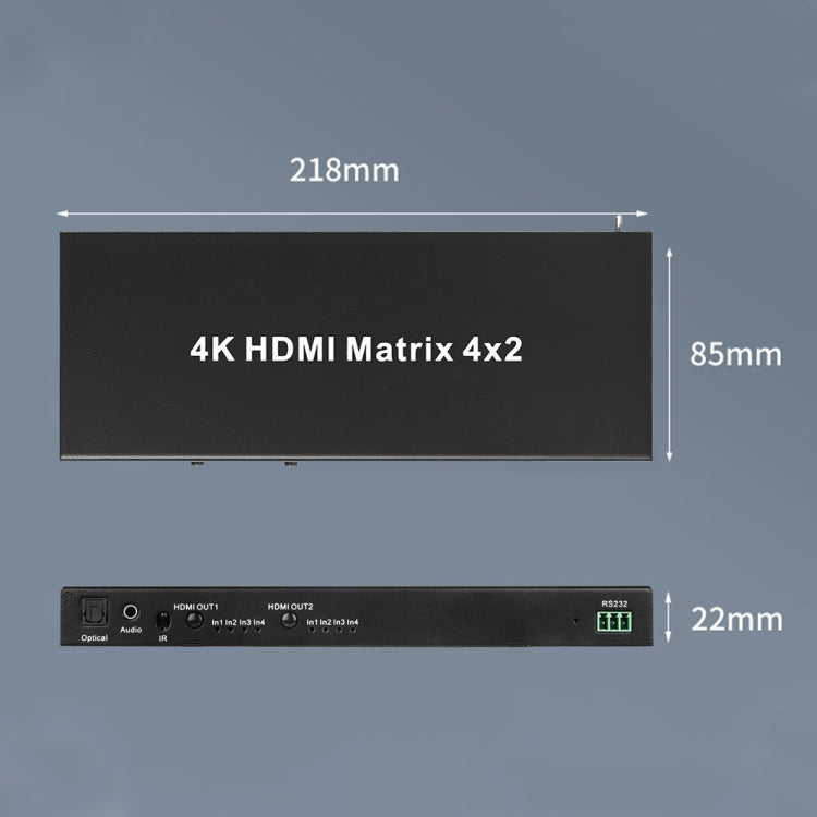 Measy MT4342 4K 30Hz 4 In 2 Out HDMI Matrix Switch Support Seamless Switching, AU Plug(Black)