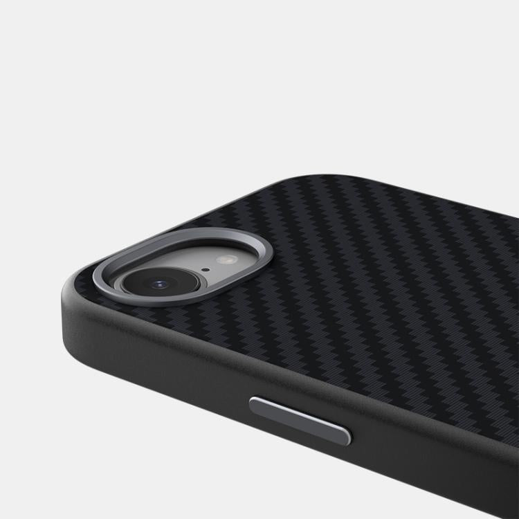For iPhone 16e ABEEL C Carbon Fiber Series 6D Micro Relief MagSafe Phone Case(Black)