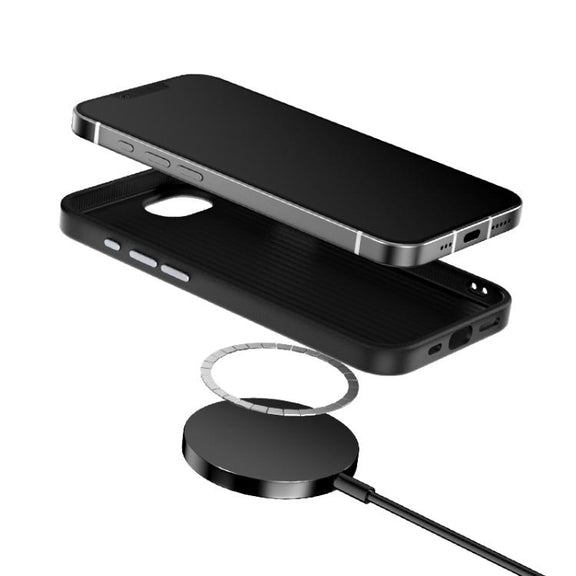 For iPhone 16e ABEEL C Carbon Fiber Series 6D Micro Relief MagSafe Phone Case(Black)
