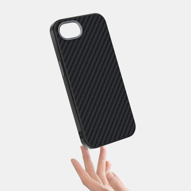 For iPhone 16e ABEEL C Carbon Fiber Series 6D Micro Relief MagSafe Phone Case(Black)