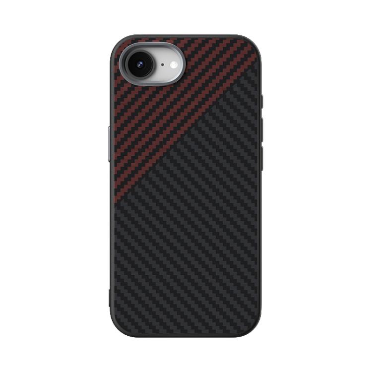 For iPhone 16e ABEEL C Carbon Fiber Series 6D Micro Relief MagSafe Phone Case(Black Red)