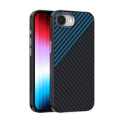 For iPhone 16e ABEEL C Carbon Fiber Series 6D Micro Relief MagSafe Phone Case(Black Blue)