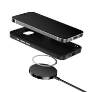 For iPhone 16e ABEEL C Carbon Fiber Series 6D Micro Relief MagSafe Phone Case(Black Grey)