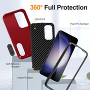 For Samsung Galaxy S24 / S25 5G Rugged PC Hybrid Silicone Phone Case with Holder(Red+Black)