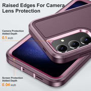 For Samsung Galaxy S24 / S25 5G Rugged PC Hybrid Silicone Phone Case with Holder(Purple+Pink)