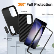 For Samsung Galaxy S24+ / S25+ 5G Rugged PC Hybrid Silicone Phone Case with Holder(Black)