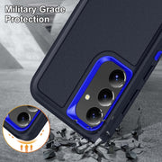 For Samsung Galaxy S24+ / S25+ 5G Rugged PC Hybrid Silicone Phone Case with Holder(Dark Blue+Royal Blue)