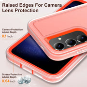 For Samsung Galaxy S24+ / S25+ 5G Rugged PC Hybrid Silicone Phone Case with Holder(Transparent+Orange)