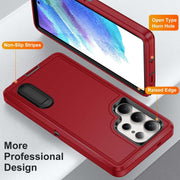 For Samsung Galaxy S25 Ultra 5G Rugged PC Hybrid Silicone Phone Case with Holder(Red+Black)