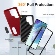 For Samsung Galaxy S25 Ultra 5G Rugged PC Hybrid Silicone Phone Case with Holder(Red+Black)