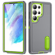 For Samsung Galaxy S25 Ultra 5G Rugged PC Hybrid Silicone Phone Case with Holder(Grey+Fresh Green) - Galaxy S25 Ultra 5G Cases by PMC Jewellery | Online Shopping South Africa | PMC Jewellery | Buy Now Pay Later Mobicred