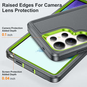 For Samsung Galaxy S25 Ultra 5G Rugged PC Hybrid Silicone Phone Case with Holder(Grey+Fresh Green)