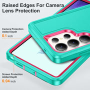 For Samsung Galaxy S25 Ultra 5G Rugged PC Hybrid Silicone Phone Case with Holder(Light Green+Rose Red)
