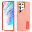 For Samsung Galaxy S25 Ultra 5G Rugged PC Hybrid Silicone Phone Case with Holder(Transparent+Orange) - free shipping - PMC Jewellery - Order now!