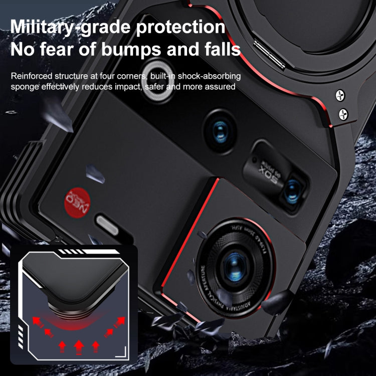 For ZTE nubia Z70 Ultra Mechanical Arm Borderless MagSafe Holder Metal Phone Case(Black Silver)
