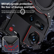 For ZTE nubia Z70 Ultra Mechanical Arm Borderless MagSafe Holder Metal Phone Case(Black Silver)