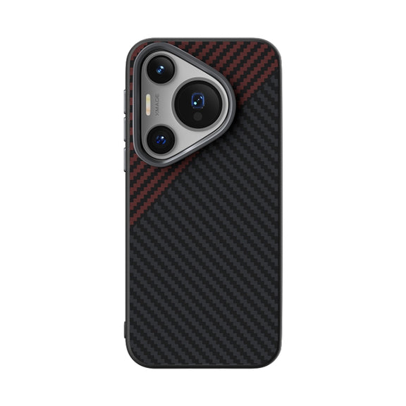For Huawei Pura 70 ABEEL C Carbon Fiber Series 6D Micro Relief MagSafe Phone Case(Black Red)