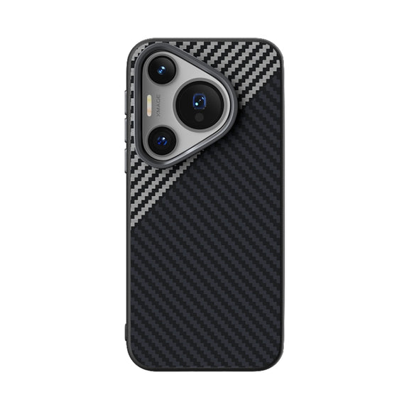 For Huawei Pura 70 ABEEL C Carbon Fiber Series 6D Micro Relief MagSafe Phone Case(Black Grey)