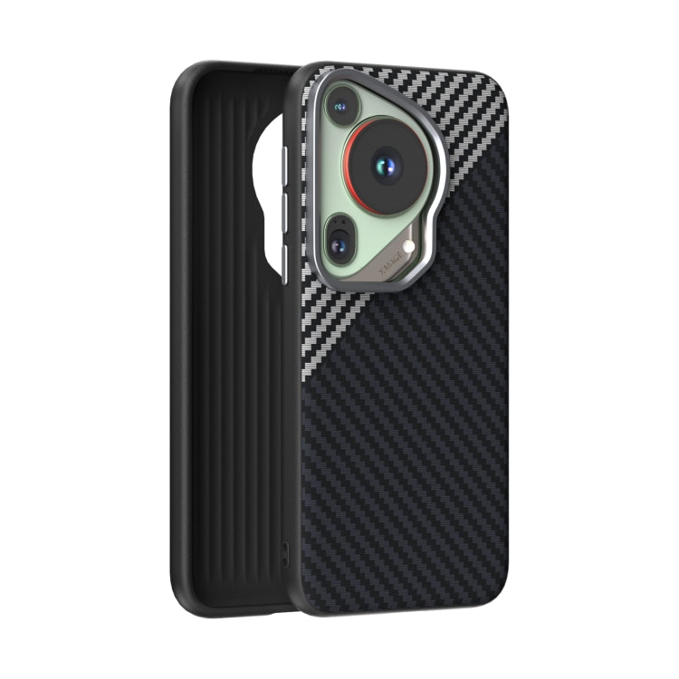 For Huawei Pura 70 Ultra ABEEL C Carbon Fiber Series 6D Micro Relief MagSafe Phone Case(Black Grey)