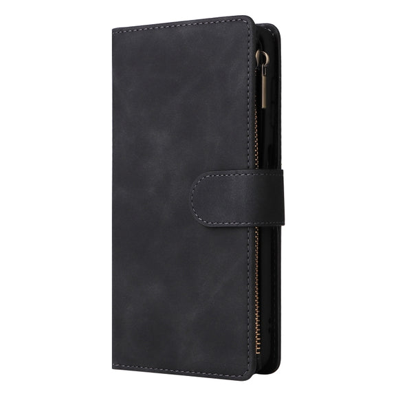 For Samsung Galaxy S25 5G Multifunctional Frosted Zipper Wallet Leather Phone Case(Black)